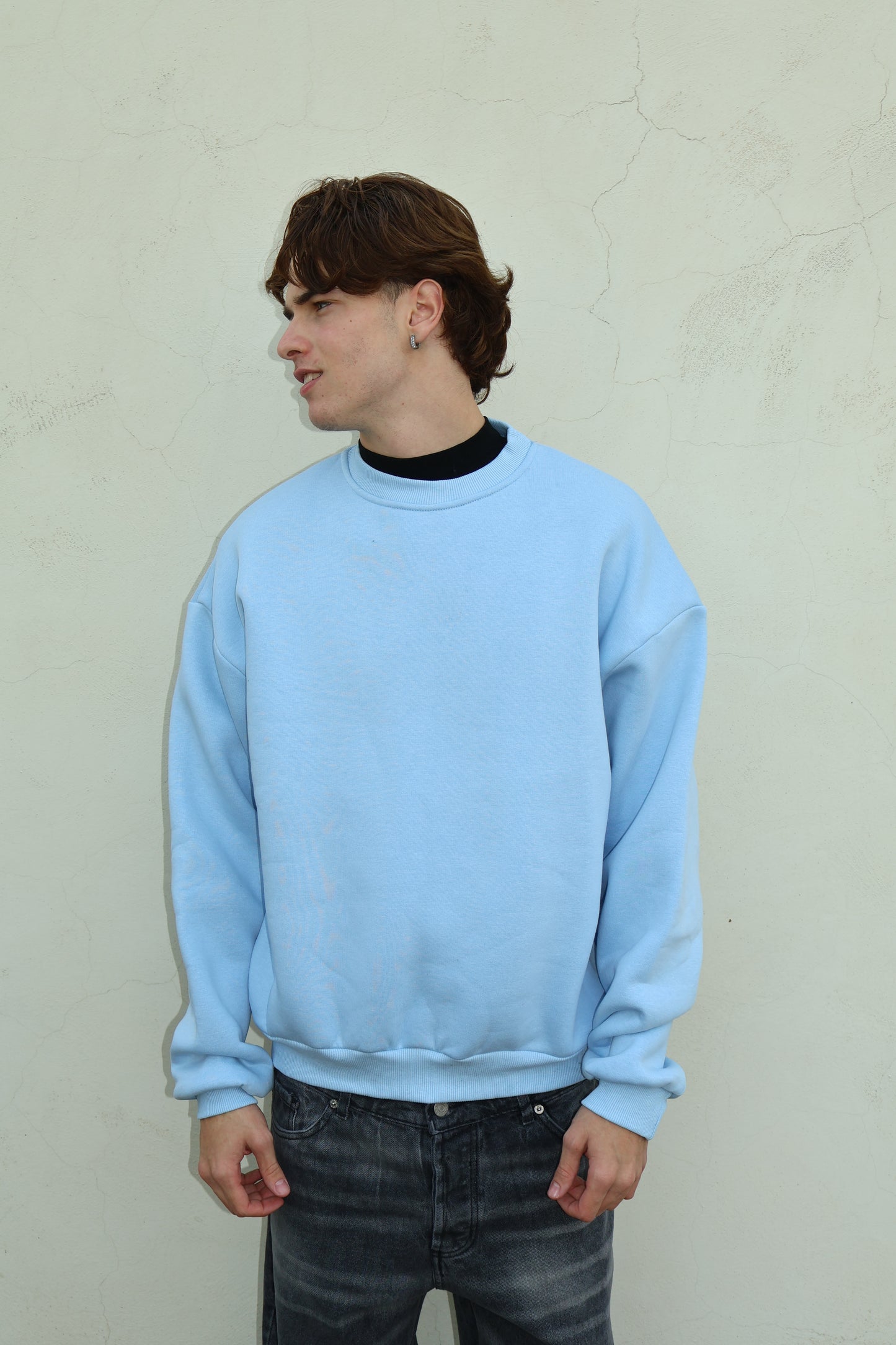 FELPA GIROCOLLO DU0186010 CELESTE