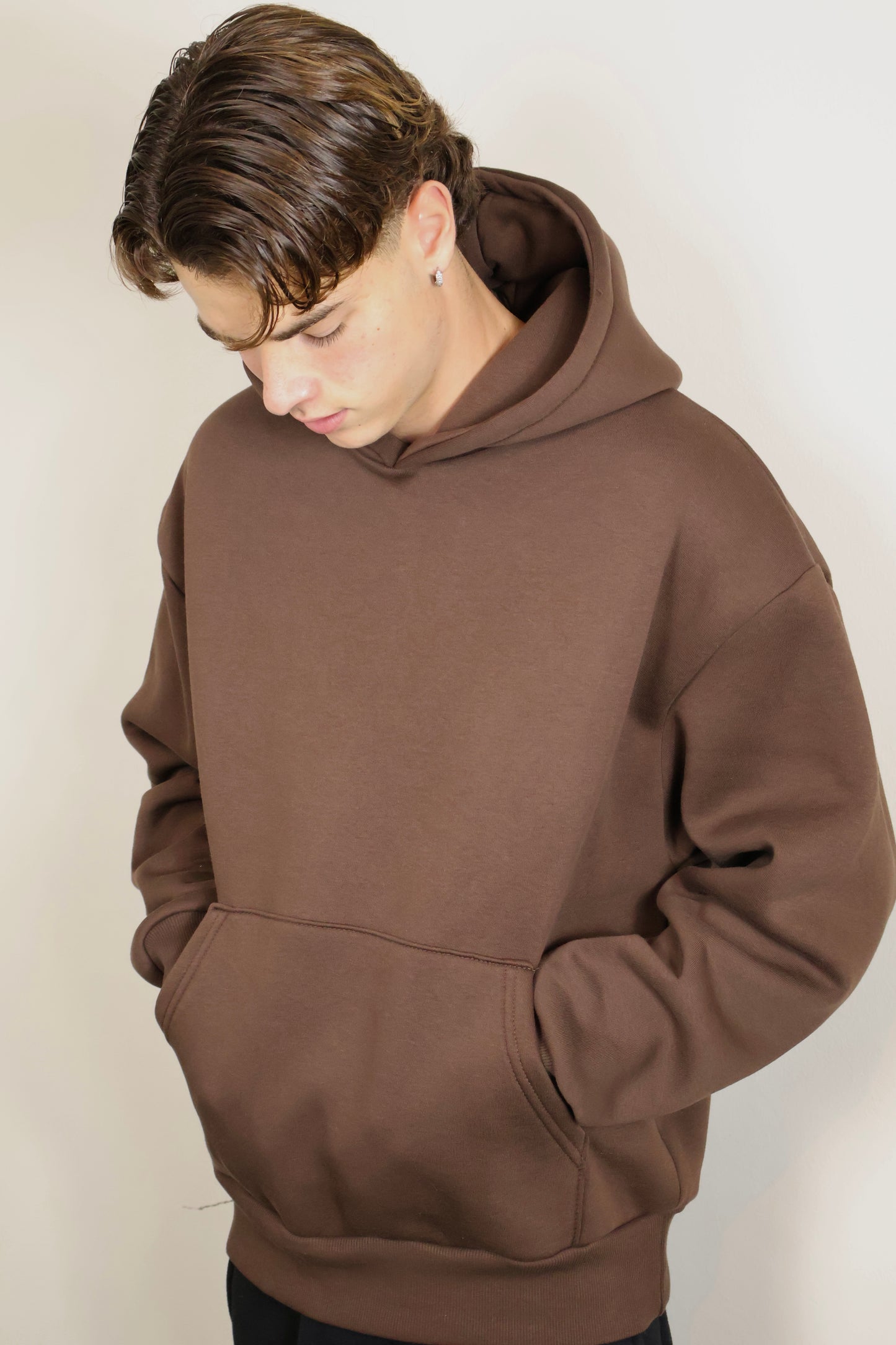FELPA CAPPUCCIO BOXY FIT MARRONE