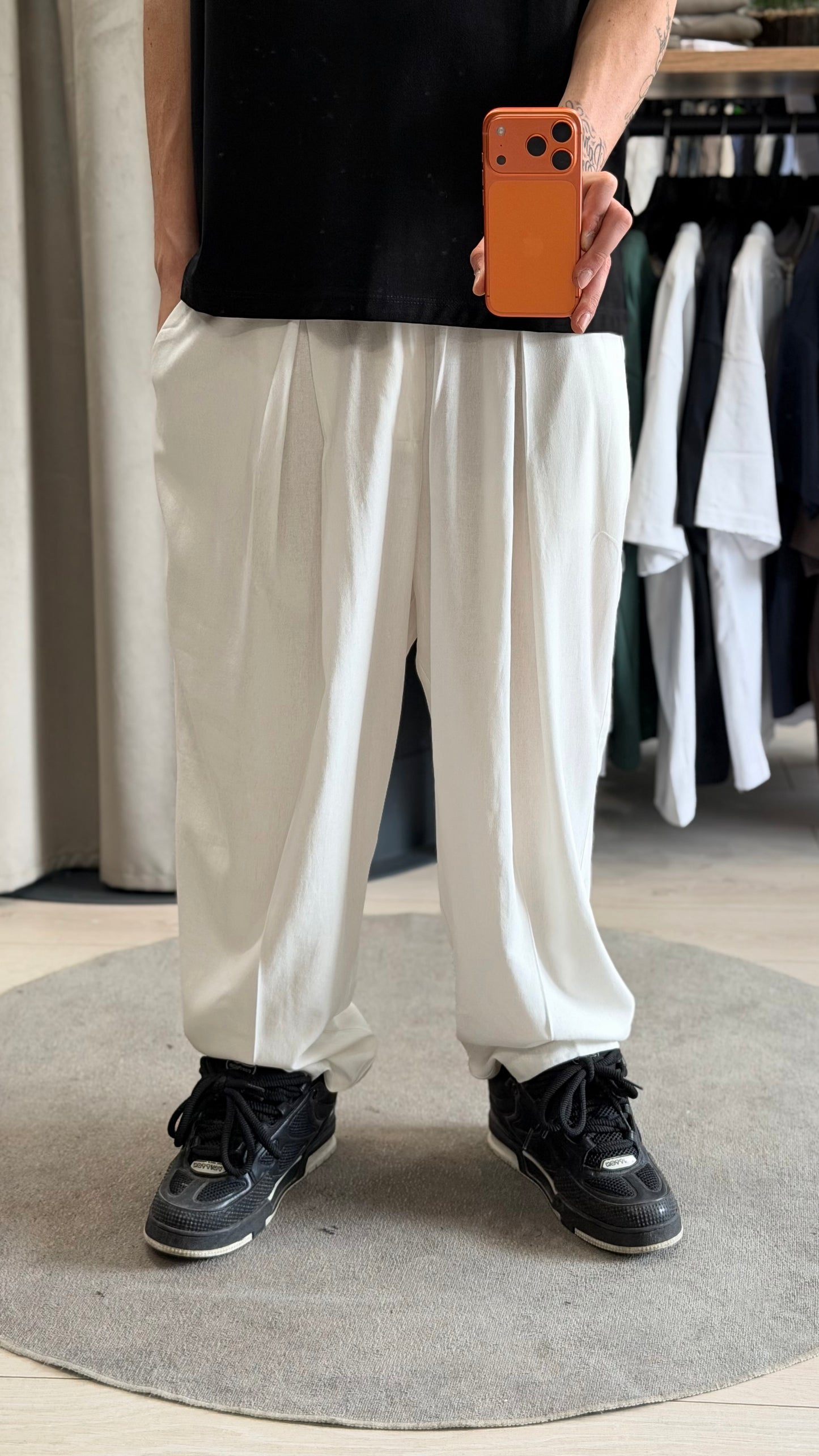 PANTALONE ESSENCIAL LINO BIANCO