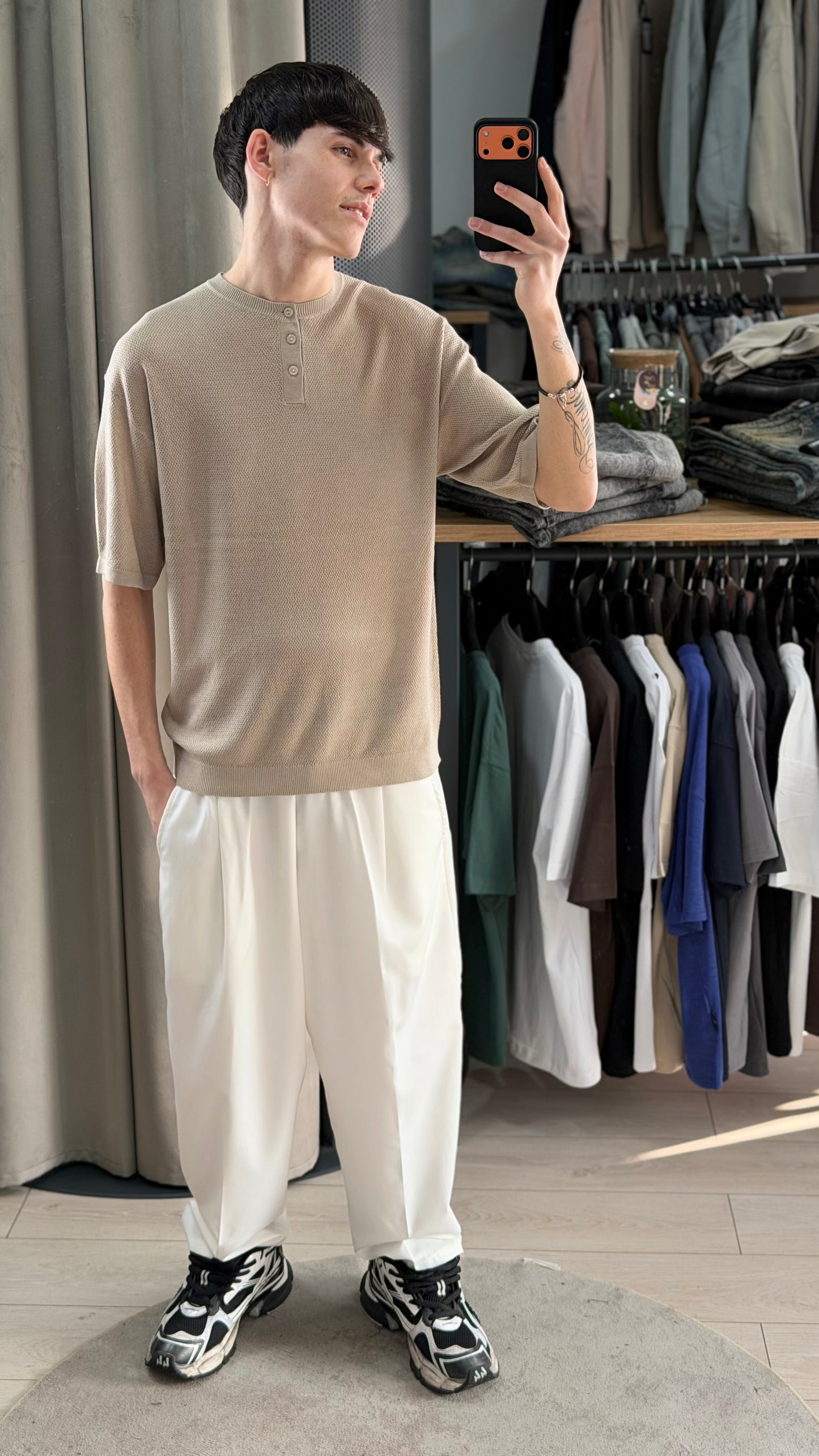 MAGLIA IN FILO REGULAR FIT BEIGE