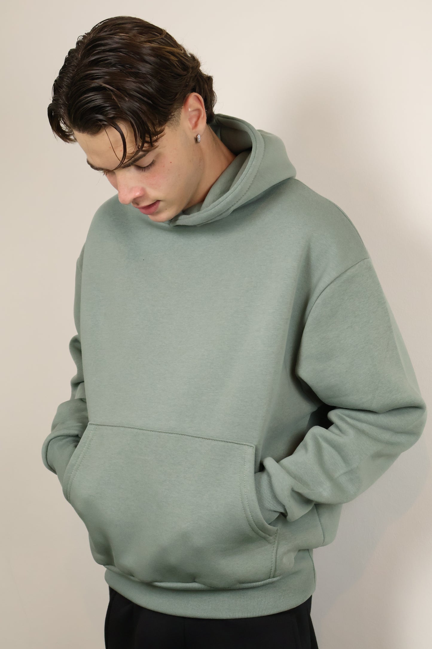 FELPA CAPPUCCIO BOXY FIT MENTA