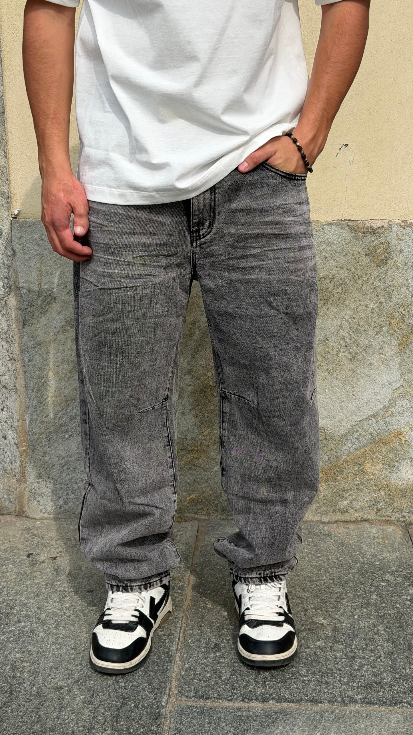 JEANS BALLOON FADE GRIGIO