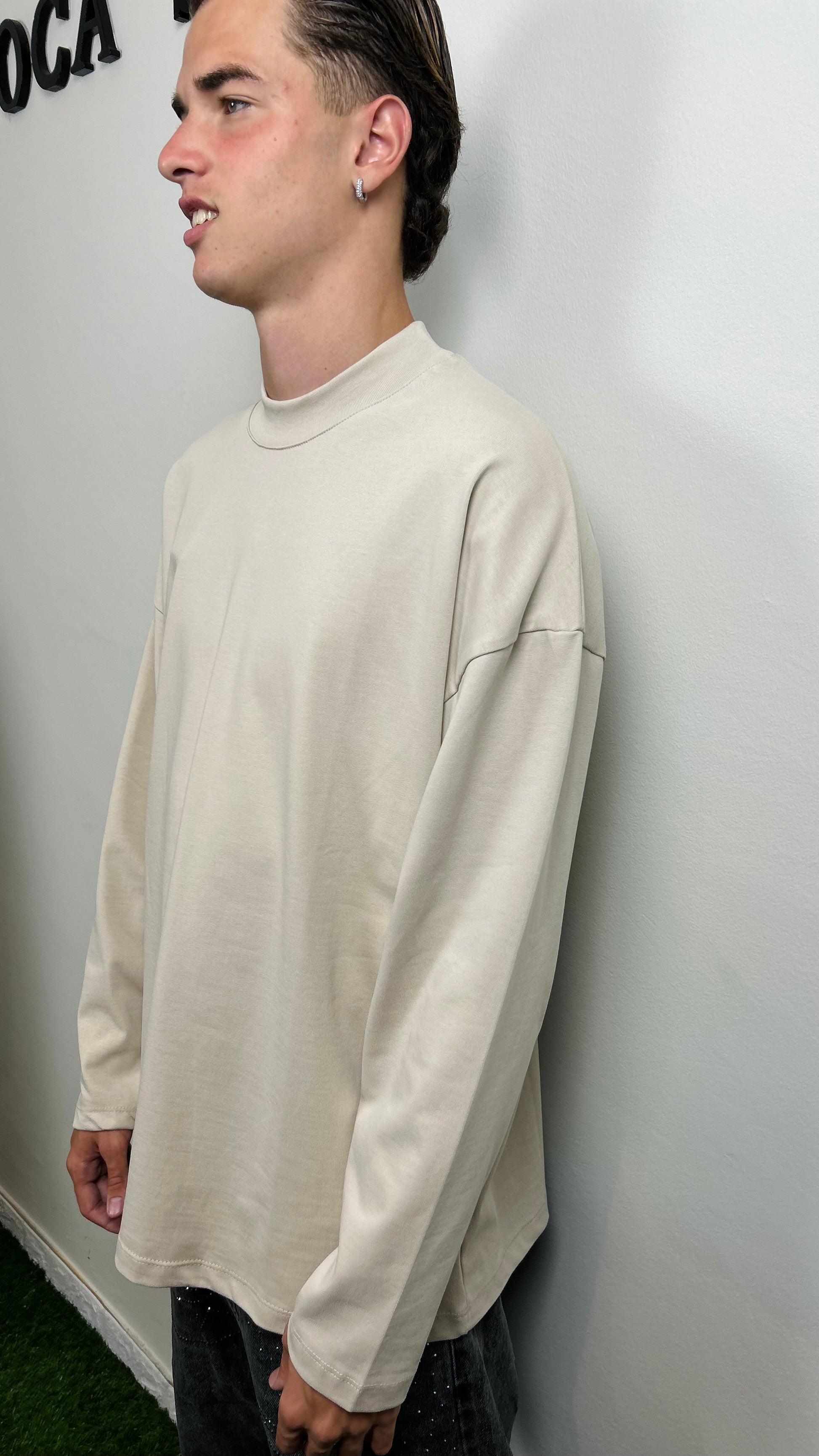 LONG-SLEEVE T-SHIRT BEIGE - tocastore