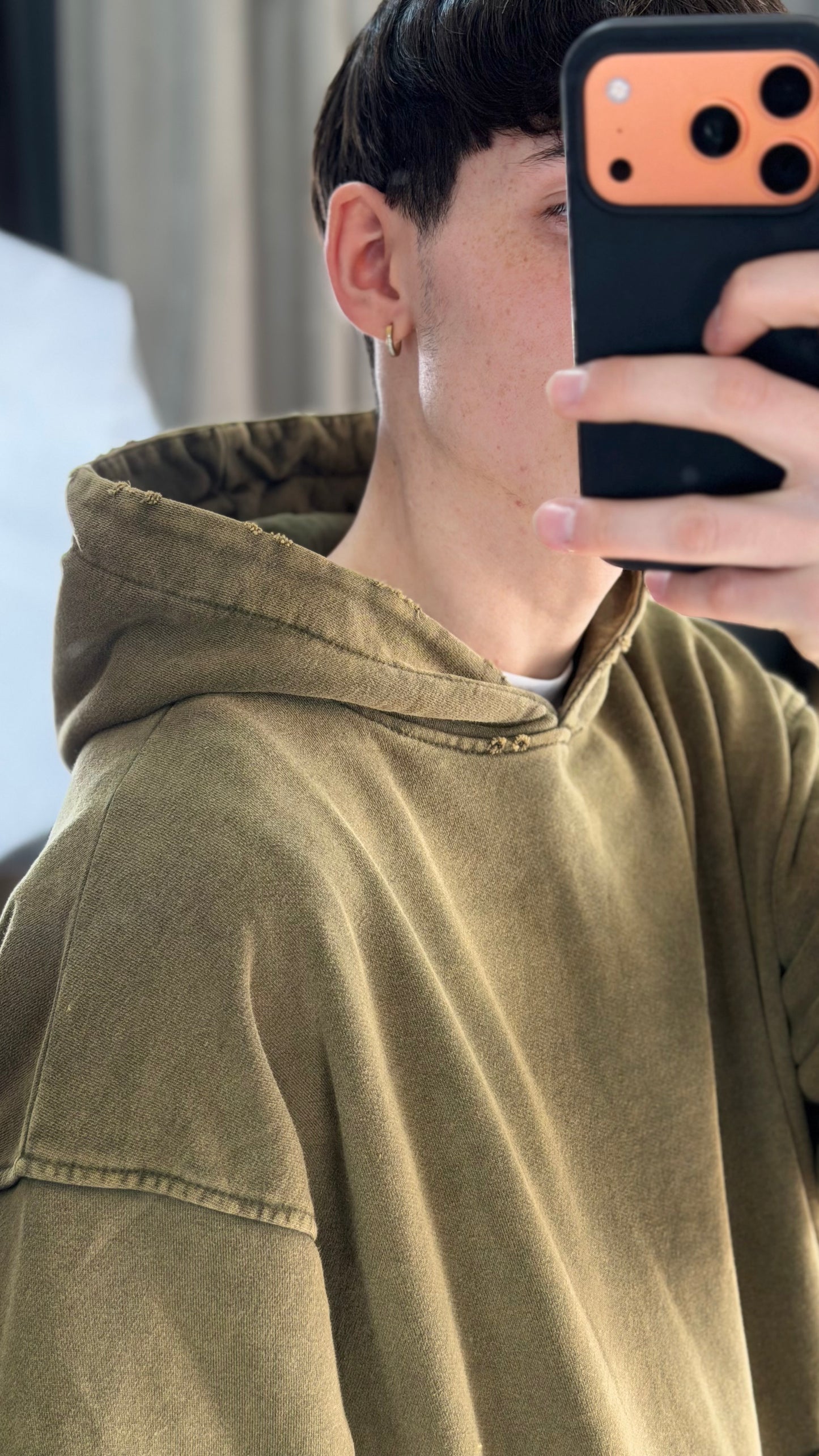 HOODIE BOXY FIT WASHED VERDE
