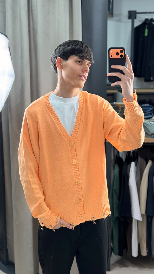 CARDIGAN DISTRESSED - ARANCIO