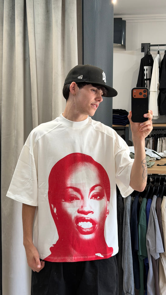 T-SHIRT FACE WHITE/RED