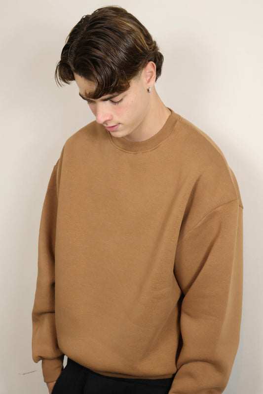 FELPA GIROCOLLO BOXY FIT MARRONE