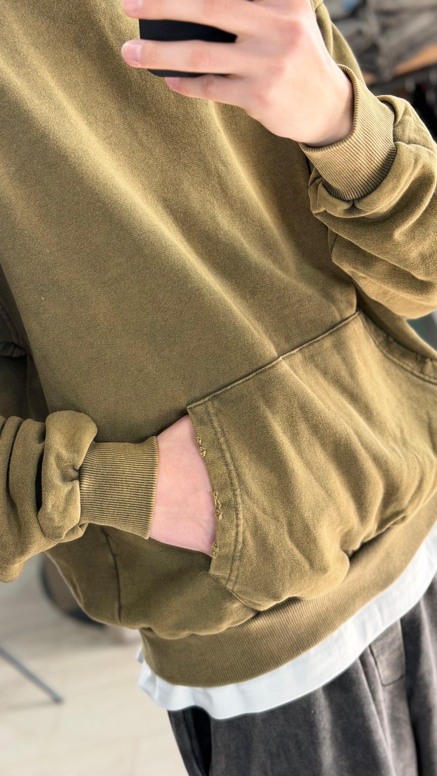 HOODIE BOXY FIT WASHED VERDE