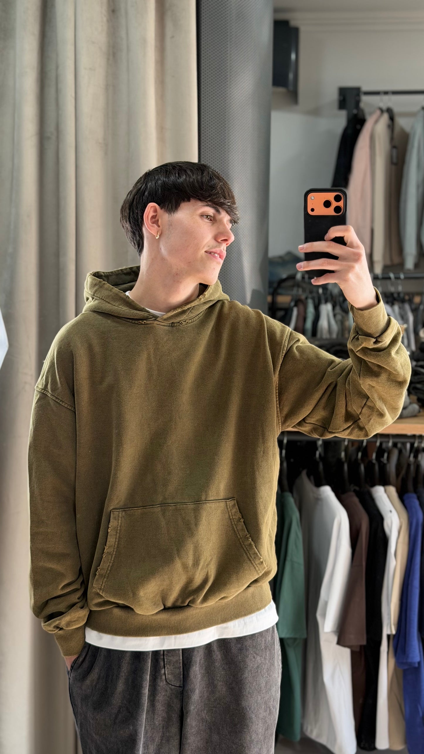 HOODIE BOXY FIT WASHED VERDE