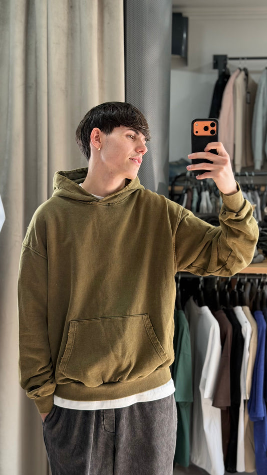 HOODIE BOXY FIT WASHED VERDE
