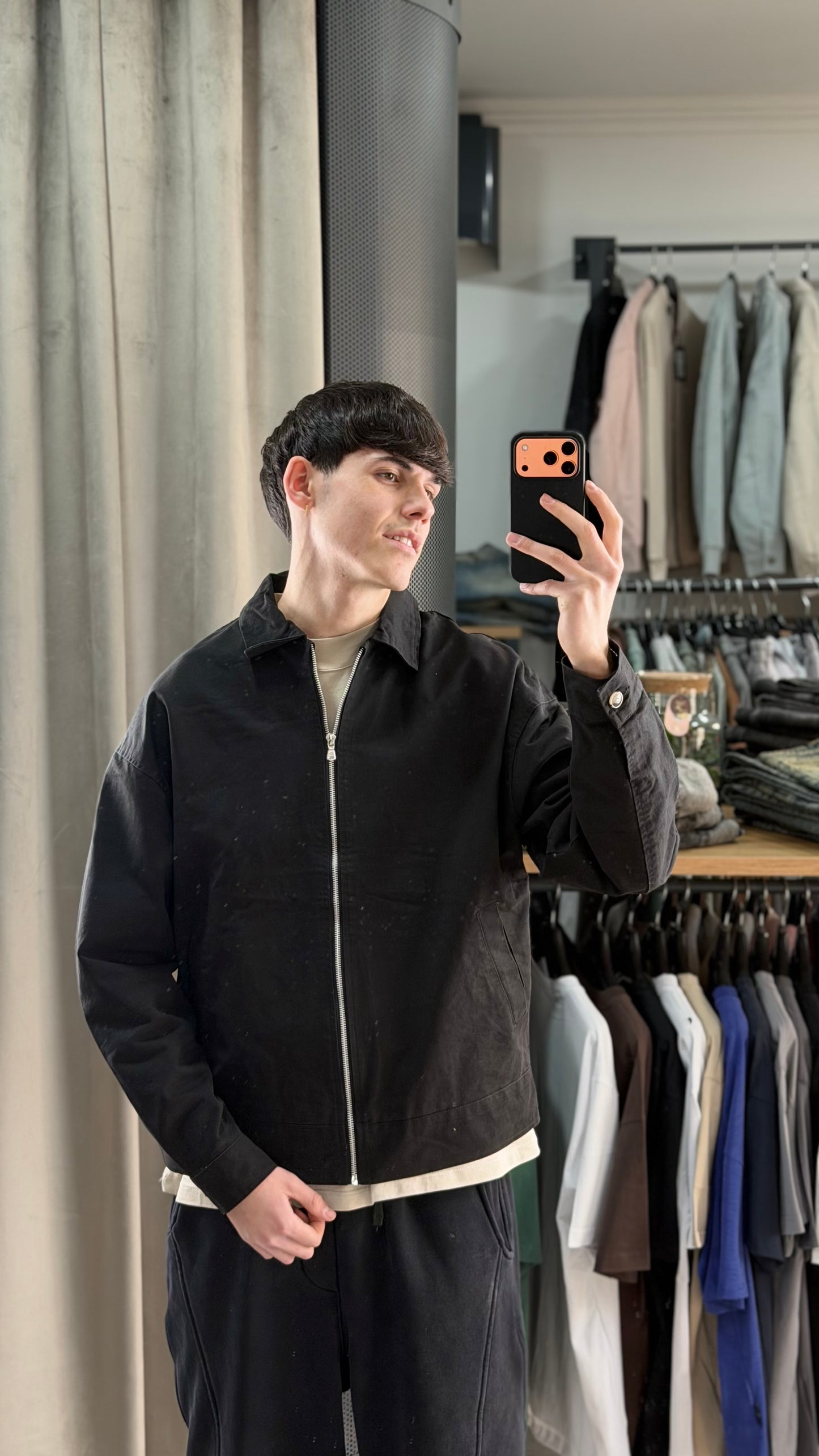 JACKET VINTAGE ZIP PRIMAVERILE NERO