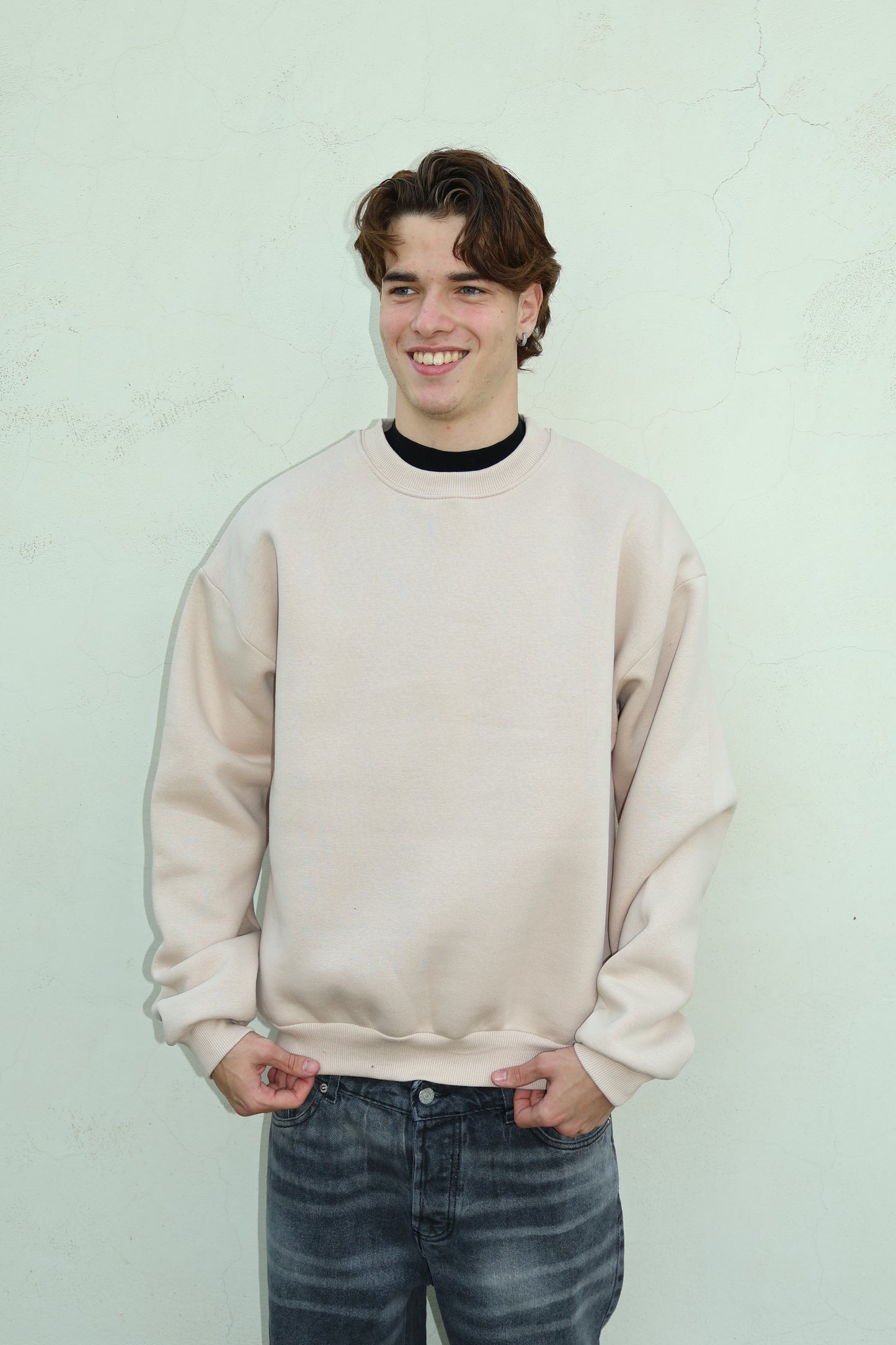 FELPA GIROCOLLO DU0186010 BEIGE CHIARO