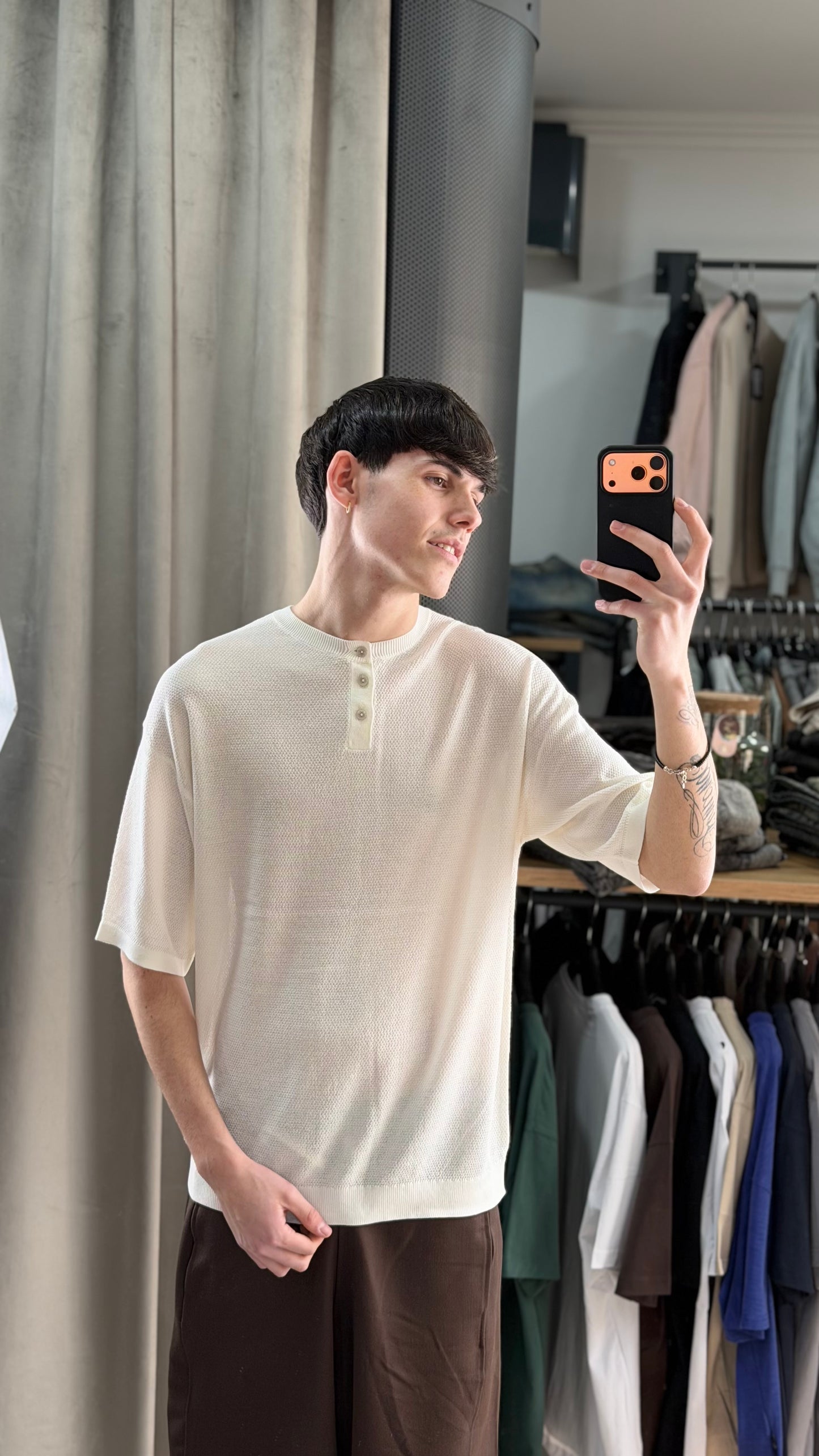 MAGLIA IN FILO REGULAR FIT BIANCO