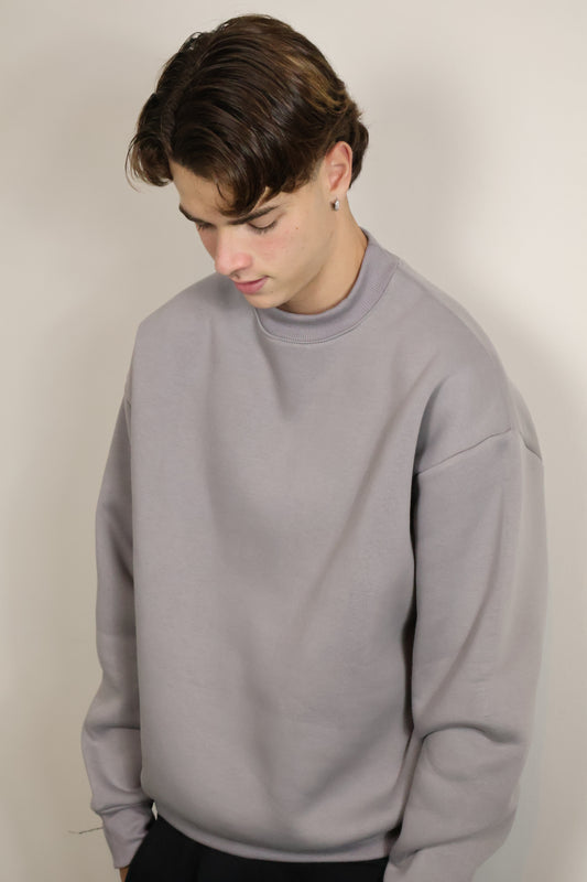 FELPA GIROCOLLO BOXY FIT ASFALTO