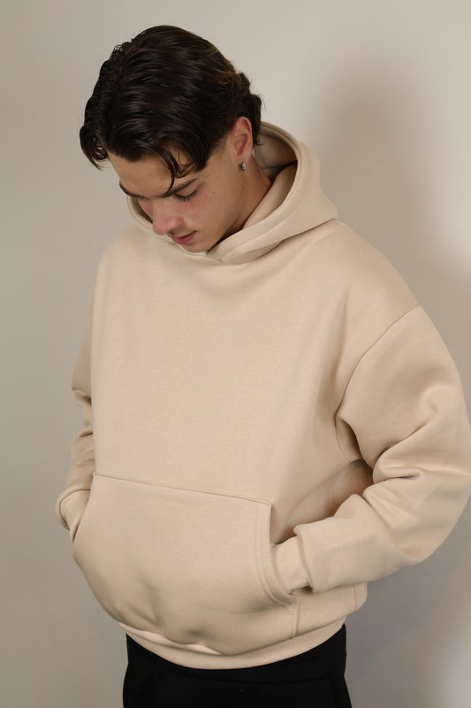 FELPA CAPPUCCIO BOXY FIT CREMA