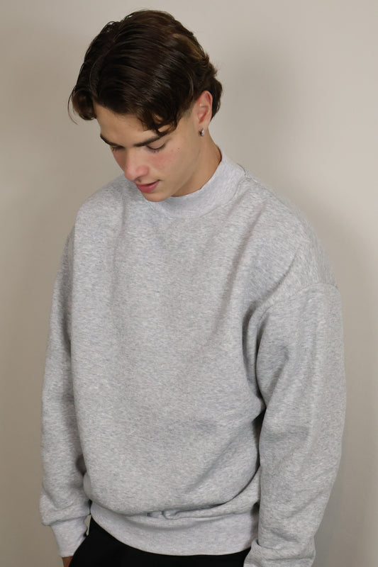 FELPA GIROCOLLO BOXY FIT GRIGIA
