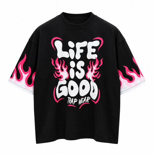 T-SHIRT "LIFE IS GOOD" NERO