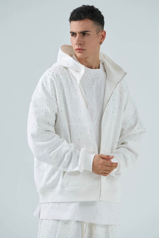 HOODIE ZIP CAPPUCCIO WHITE DIAMOND LIMITED