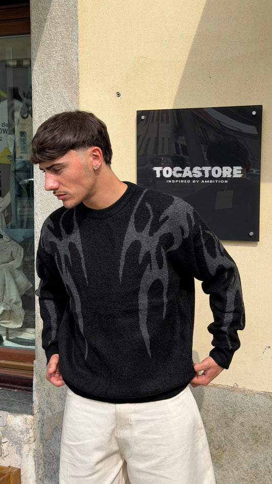 MAGLIONE TRIBAL NERO