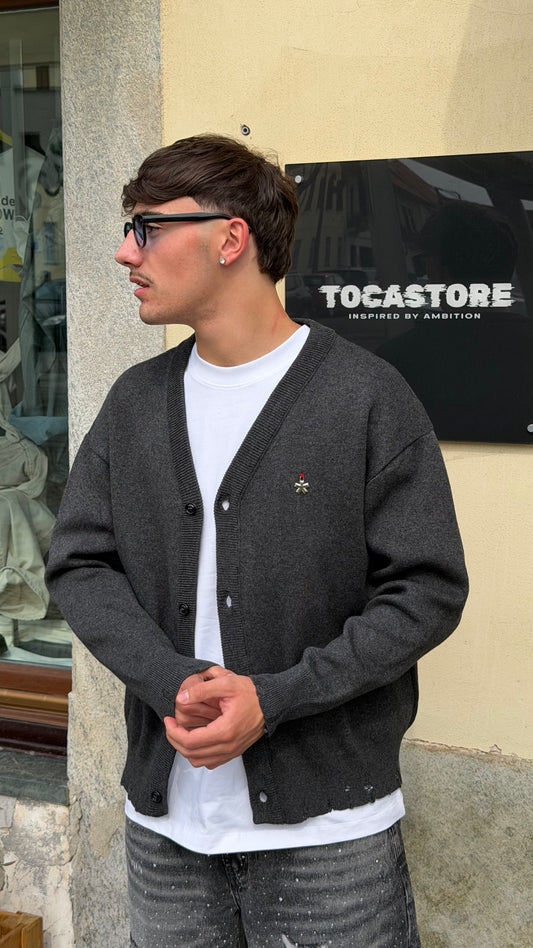 COMME des FUCKDOWN · CARDIGAN BACKLINE — ANTRACITE