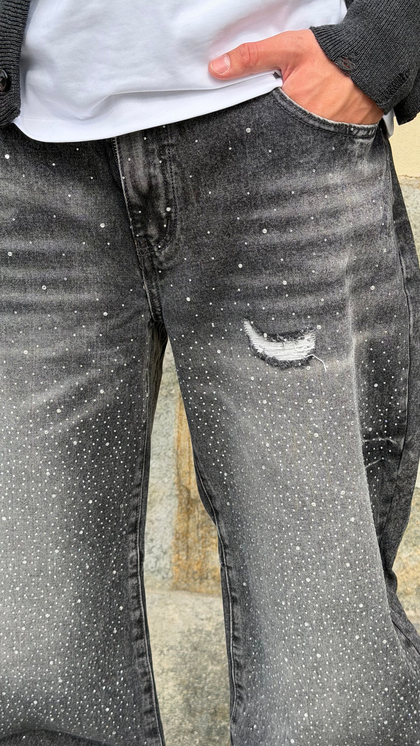 JEANS BALLOON SHATTER GRIGIO