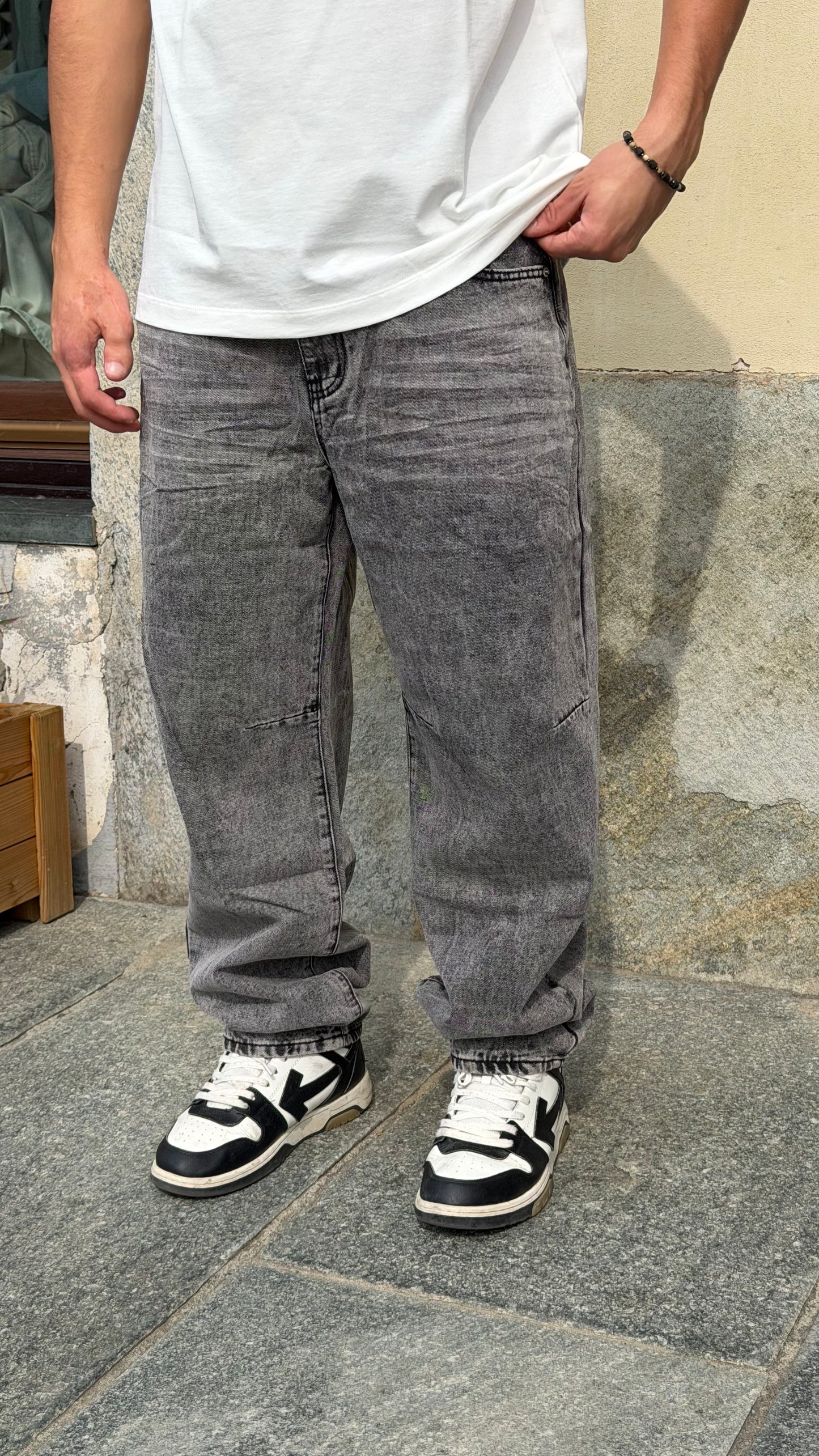 JEANS BALLOON FADE GRIGIO