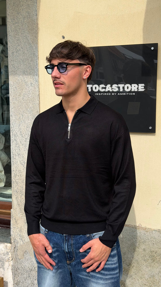 POLO ZIP LITE NERO