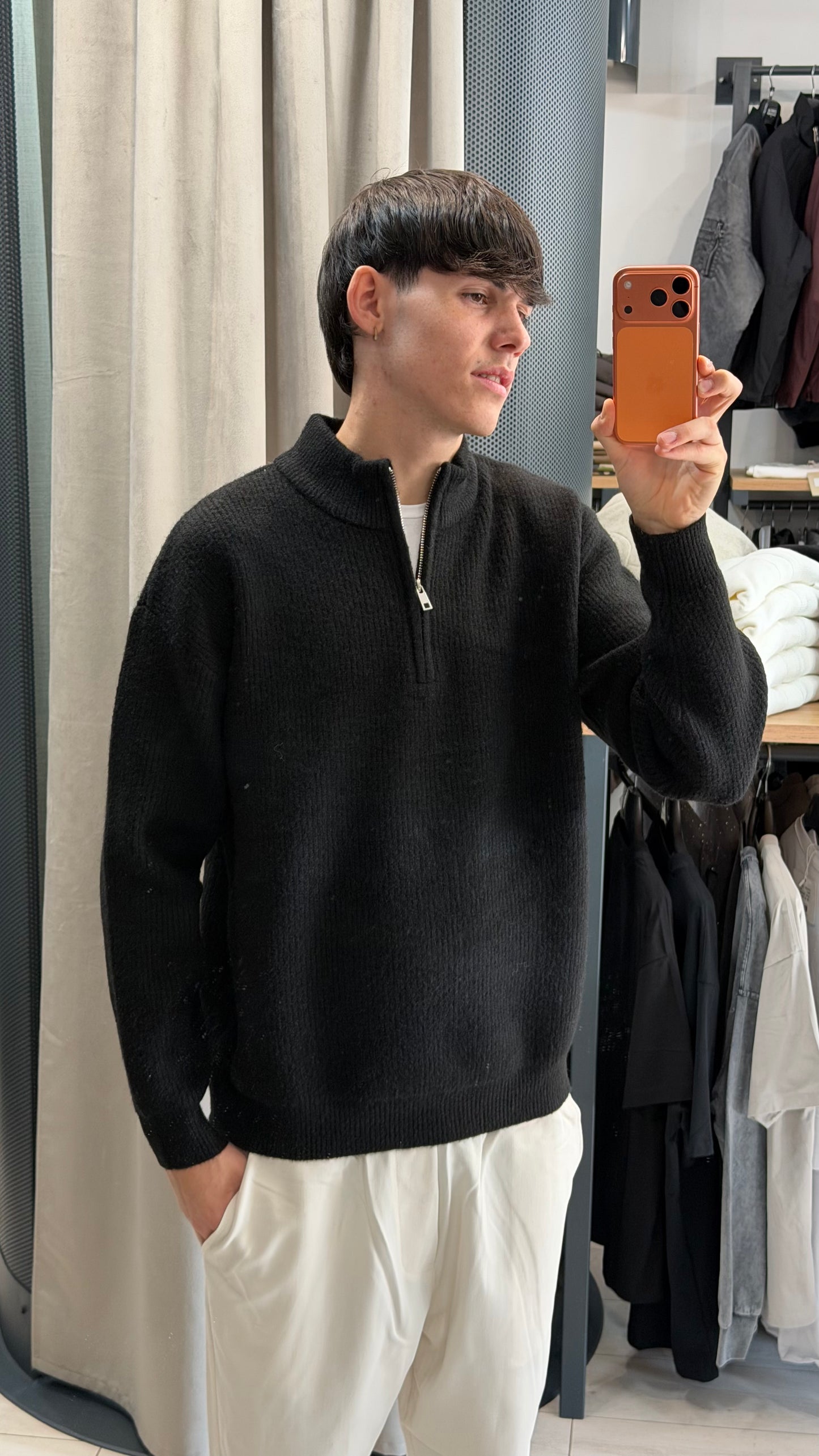 MAGLIONE HALF ZIP "MONACO" GRIGIO (3 Colori)