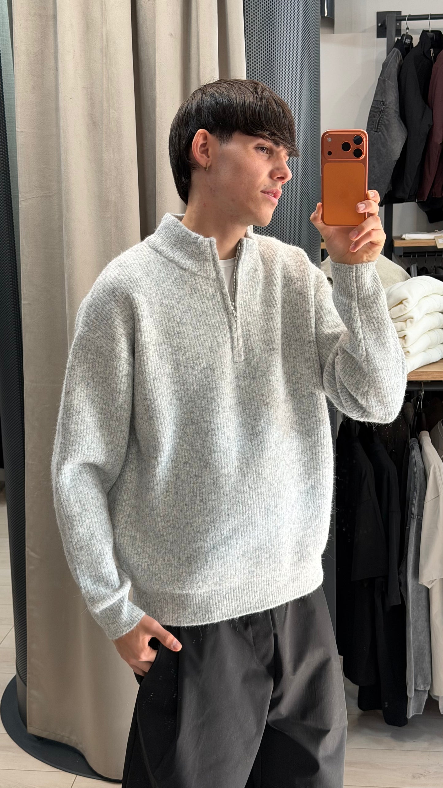MAGLIONE HALF ZIP "MONACO" GRIGIO (3 Colori)