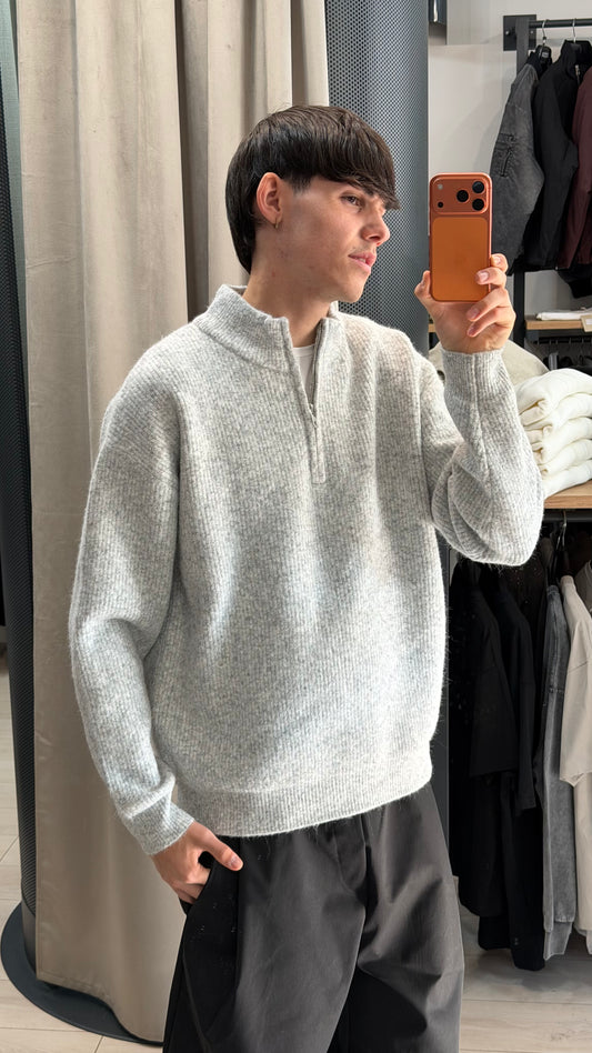 MAGLIONE HALF ZIP "MONACO" GRIGIO (3 Colori)