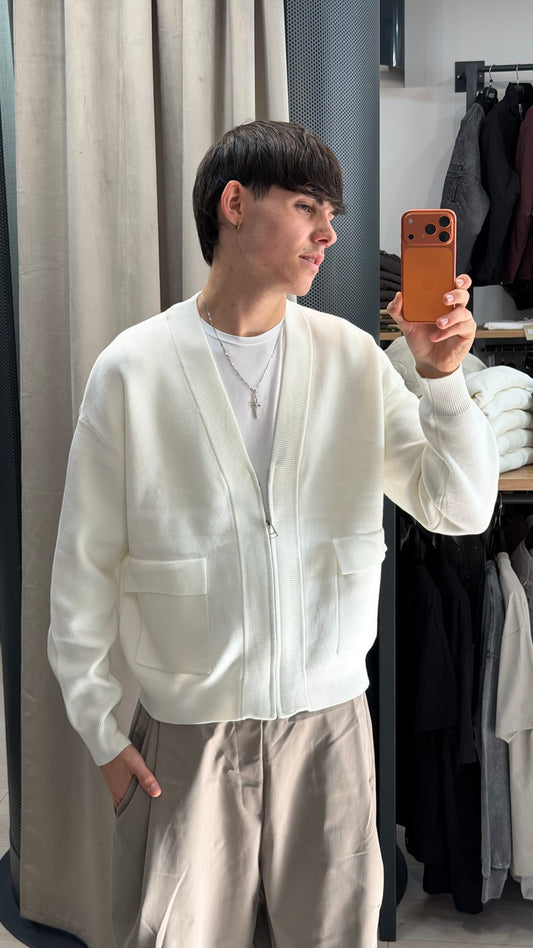 CARDIGAN ZIP “FLORENCE“ BIANCO